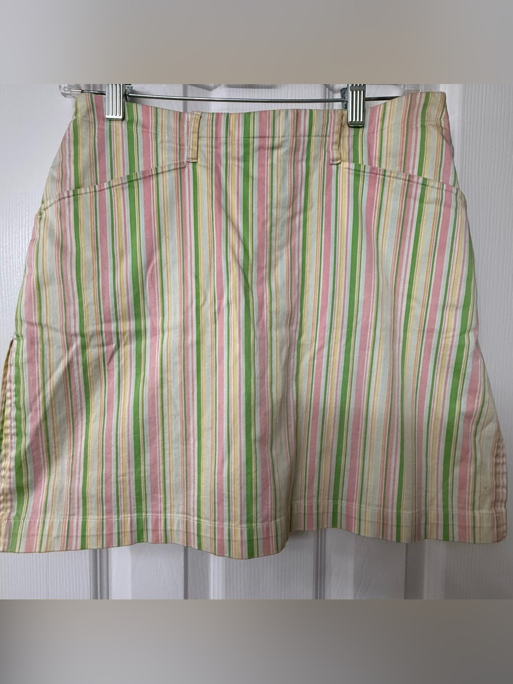 Claudia Romana gold skort, Pastel Striped in Pink, yellow, Green & Cream